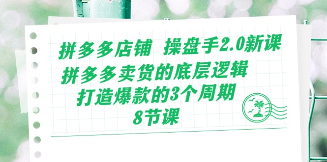 拼多多店铺操盘手2.0新课，拼多多卖货的底层逻辑，打造爆款的3个周期（8节）-资源网创