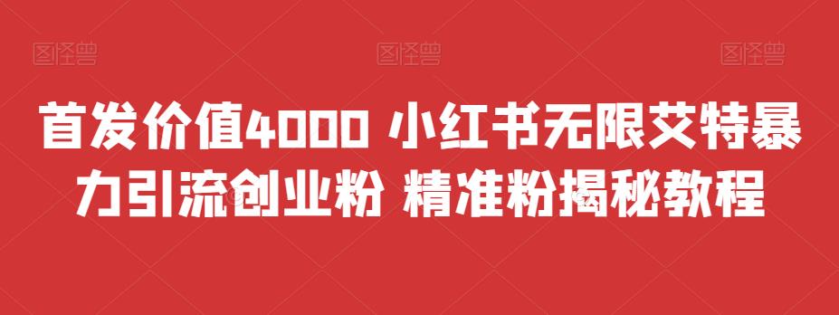 首发价值4000 小红书无限艾特暴力引流创业粉 精准粉揭秘教程-资源网创
