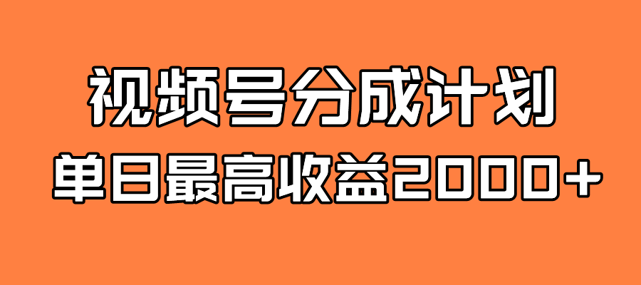 全新蓝海 视频号掘金计划 日入2000+-资源网创