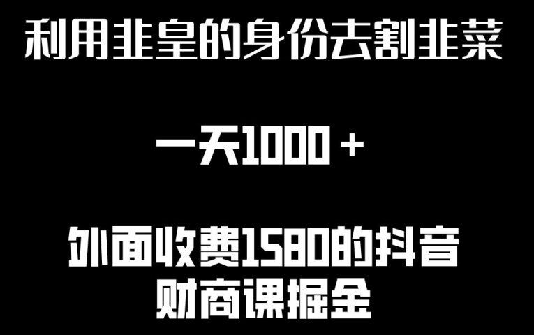 利用非皇的身份去割韭菜，一天1000+(附详细资源)-资源网创