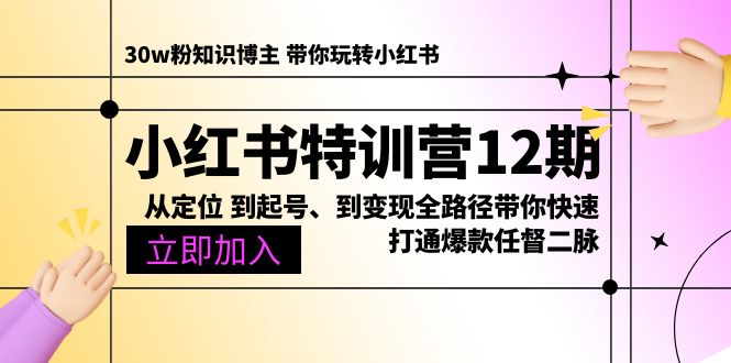 （10666期）小红书特训营12期：从定位 到起号、到变现全路径带你快速打通爆款任督二脉-资源网创