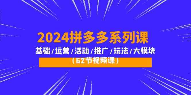 （10019期）2024拼多多系列课：基础/运营/活动/推广/玩法/大模块（62节视频课）-资源网创