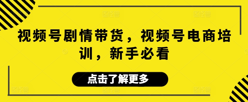 视频号剧情带货，视频号电商培训，新手必看-资源网创
