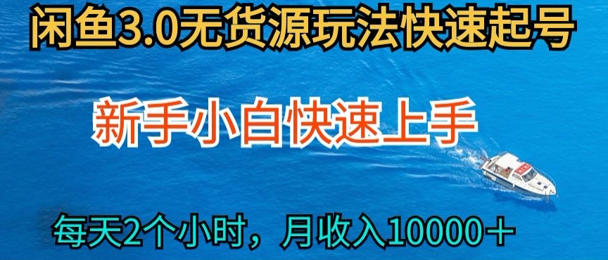 2024最新闲鱼无货源玩法，从0开始小白快手上手，每天2小时月收入过万-资源网创