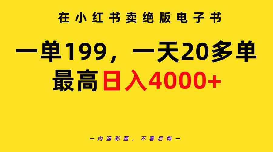 （9401期）在小红书卖绝版电子书，一单199 一天最多搞20多单，最高日入4000+教程+资料-资源网创