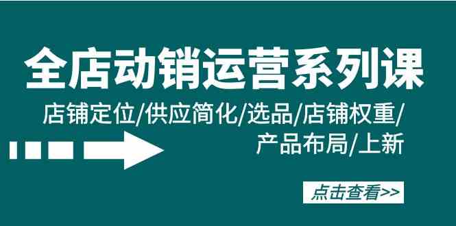 （9845期）全店·动销运营系列课：店铺定位/供应简化/选品/店铺权重/产品布局/上新-资源网创