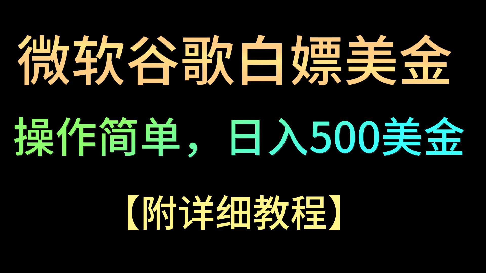 微软谷歌项目3.0，轻松日赚500+美金，操作简单，小白也可轻松入手！-资源网创
