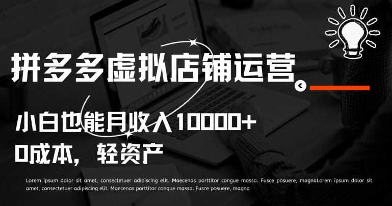 拼多多虚拟店铺运营小白也能月收入10000+-资源网创