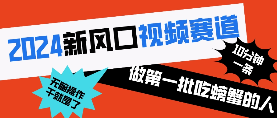 2024新风口视频赛道 做第一批吃螃蟹的人 10分钟一条原创视频 小白无脑操作1-资源网创