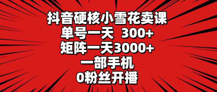 （9551期）抖音硬核小雪花卖课，单号一天300+，矩阵一天3000+，一部手机0粉丝开播-资源网创