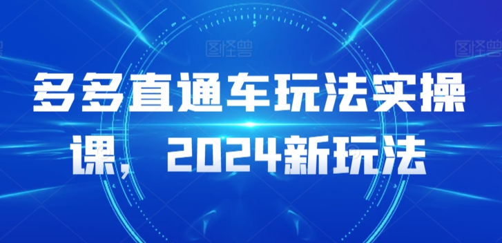 多多直通车玩法实操课，2024新玩法-资源网创