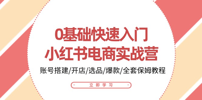 0基础快速入门小红书电商实战营：账号搭建/开店/选品/爆款/全套保姆教程-资源网创