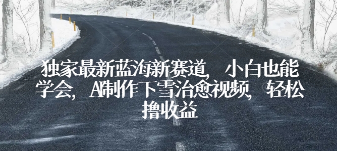 独家最新蓝海新赛道，小白也能学会，AI制作下雪治愈视频，轻松撸收益-资源网创